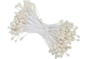 PATIKIL 3mm Double Heads Flower Stamen, 150 Pcs Artificial Flower Stamen Pistil Matt Pearl Floral Stamen for DIY Christmas Ca