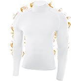 Roadbox Men's Thermal Compression Shirts Mock Turtleneck Long Sleeve, Fleece Lined Undershirt Base Layer for Winter Workout