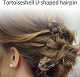 PREMJCROY 2 Pcs U Shaped Hair Pins Tortoise Shell French Style 2 Prong Updo view 4