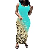 PINSV Women's Sexy Bodycon Tank Dress Basic Sleeveless Long Maxi Dresses Party Club Beach Sundresses