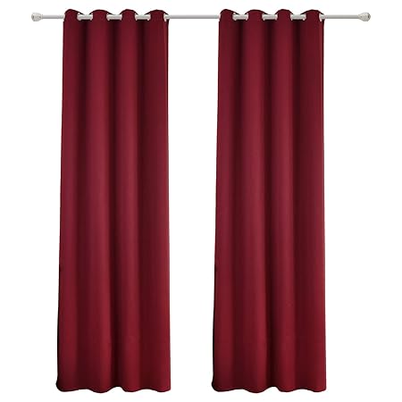 WOLTU #488-2, 2 x Gardinen Vorhang Blickdicht mit Ösen, 2er Set leichte & weiche Verdunklungsvorhänge für Wohnzimmer Schlafzimmer Tür, 135x225 cm, Bordeaux