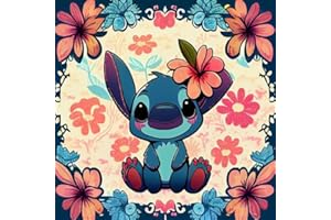 PAINTCOLOR Stitch 5D Diamond Art Kits for Adults Beginners - Full Drill Round Diamond Dot Art for Adults Paintings with Diamonds for Kids Cartoon Rhinestones Picture Gem Arts and Crafts Home Decor