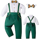 Booulfi Baby Boy Toddler Suits Boys Formal Clothes Bowtie Shift Suspenders Gentleman Outfit Boy Clothes 3 Months-3T