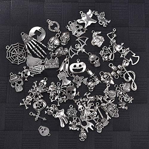 LANBEIDE 60 PCS Assorted Charms Wholesale Mixed Halloween Christmas Charms Pendants for Jewelry Making and Crafting DIY Necklace Bracelet Earrings
