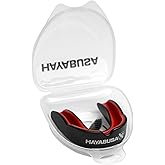Hayabusa Combat Sports Mouth Guard Youth, Kids and Adult Sizes Comes with Case - Black/Red, Adult
