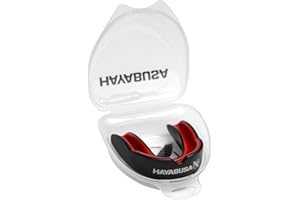 Hayabusa Combat Sports Mouth Guard Youth, Kids and Adult Sizes Comes with Case - Black/Red, Adult
