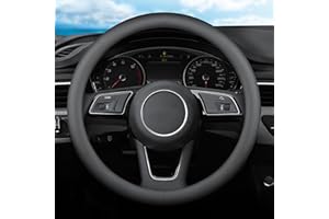 XHRING Car Steering Wheel Cover for Toyota Camry Rav4 Corolla Highlander Sienna CHR Avalon FJ Land Cruiser Yaris SE XSE LE Hybrid XLE TRD Cross Limited Platinum Accessories, 2024 Leather Black-M