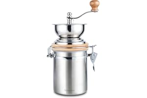 Easyworkz Manual Coffee Grinder - Adjustable Settings, Airtight Canister - Coffee Bean Mill Tool for Kitchen, Hand Crank Coffee Grinder