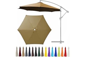 GLDDFDG 10Ft 6 Ribs Patio Umbrella Replacement Canopy (Canopy only), Canopy Replacement UV Protection Waterproof Outdoor Table Market Yard Umbrella Top Outdoor Umbrella Canopy,Khaki,10FT