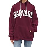 PESION Womens Pullover Hoodies Oversized Graphic Color Block Novelty Hoodie Sweatshirts with Pockets