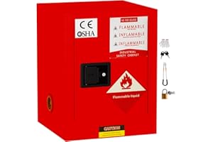 KQZZIV 30 Gallon Red Flammable Safety Cabinet, NFPA & OSHA Compliant, Fireproof 14GA Steel Cabinet with Adjustable Shelf, 3-Point Lock, Manual-Closing Doors, Vent System (18x18x35) (18"W x 18"D x 23"H)