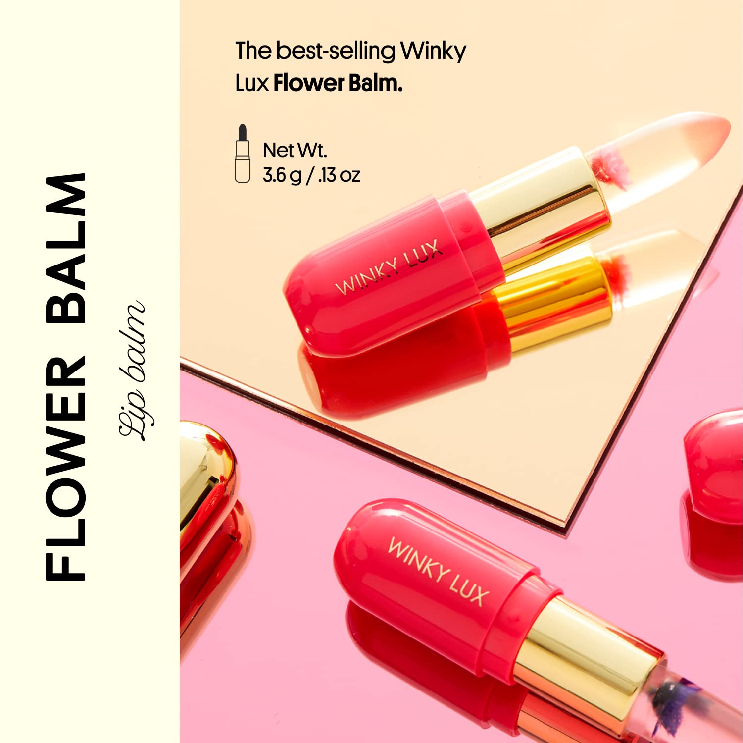 Winky Lux Flower Balm, pH Lip Balm, Color Changing Lipstick and Tinted, Vegan & Cruelty Free Lip Balm, Hydrate & Plump, Sheer Pink Lipstick, Blue Flower with Vanilla Scent