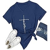 DANVOUY Women's V-Neck Summer Casual Letters Printed Short Sleeves Graphic T-Shirt