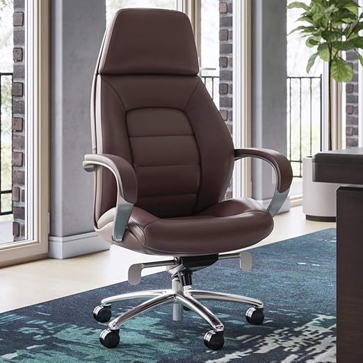 Gates Genuine Leather Aluminum Base High Back Executive Chair
