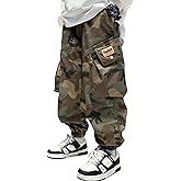 Floerns Boy's Camo Elastic Waist Baggy Cargo Pants Loose Jogger Trouser with Pockets