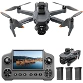 Drones with Camera for Adults 4K (Dark Gray, 3-Battery Set) | Under 249g, Drone with Camera 4k,large screen controler and GPS Auto Return, Follow Me, Easy for Beginners,