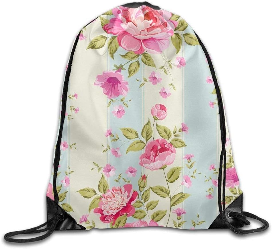guolinadeou Luxurious Peony Print Drawstring Backpack Rucksack Shoulder Bags Gym Bag Sport Bag
