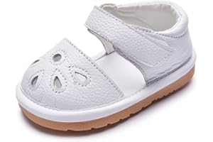 Skeblo Toddler Girls Squeaky Shoes Flower Punch Baby Mary Jane Flats Sandals (Removable Squeakers)