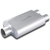 Floshine Universal Mufflers Performance Automotive Exhaust Aluminized Steel Muffler Dual Chamber 3" center inlet (ID) 2.25" dual outlet (ID) FH430422