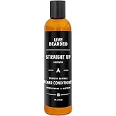 Live Bearded Beard Conditioner, 8 fl oz - Strengthens and Softens Facial Hair - Made in the USA - All-Natural Ingredients with Biotin, Caffeine | Straight Up Unscented - Fragrance-Free