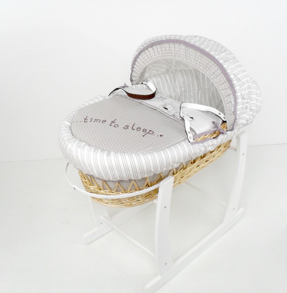 Izziwotnot Time To Play Natural Wicker Moses Basket & White Curved Rocking Stand Amazon.co.uk Baby
