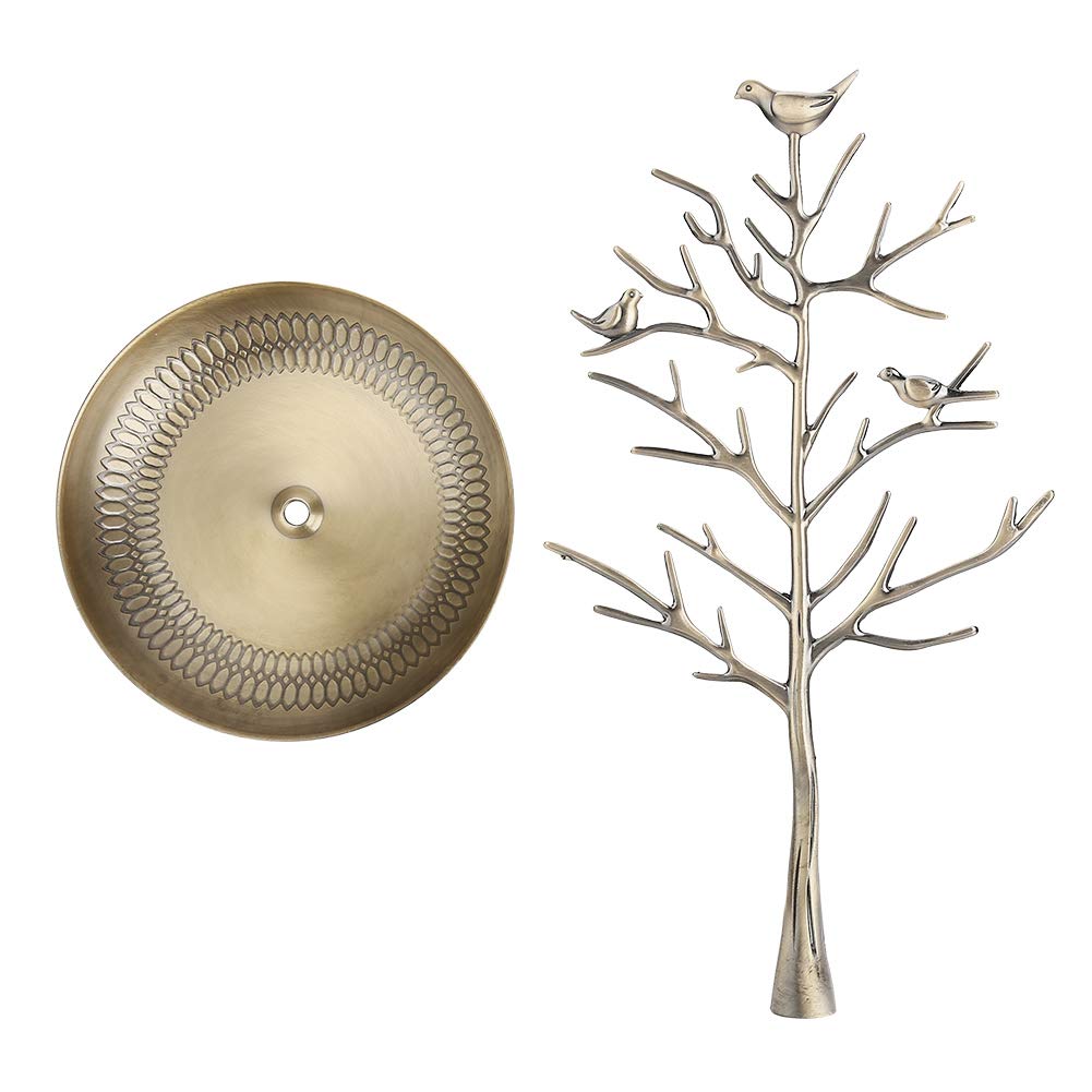 Earringtree Stand, Fashion Jewelry Earring Ring Necklace Bracelet Display Storage Holder, Vintage Birds Tree Branch (antique Bronze)
