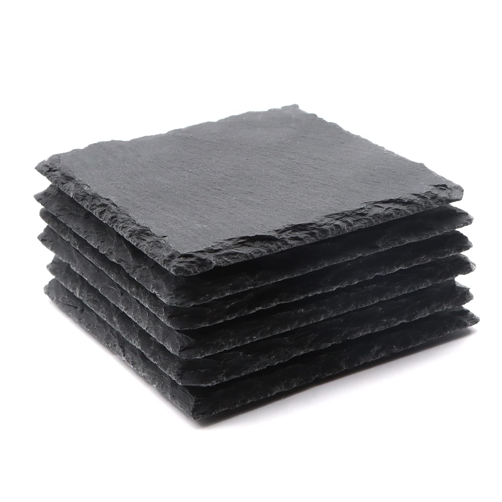 Photo 1 of 6 Pack Square Slate Drink Coasters, VIBRATITE 4 Inch Black Slate Stone Coasters Bulk Cup Coaster Laser Engraving Blanks with Anti-Scratch Bottom for Drink Coffee Bar Kitchen Home Decor