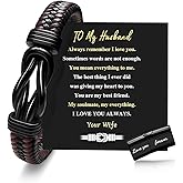 Hoyazvet Gift for Men Infinity Knot Cuff Bracelet for Men Dad Husband Boyfriend Son Black Braided Leather Forever Linked Together Stainless Steel Engraved with Love You Forever Gifts Jewelry 7.5-9inch