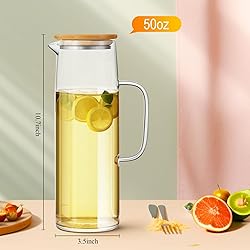 Hsei 2 Sets Glass Pitcher with Lid, 50 oz / 1500 ml