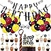 63Pcs Magic Wizard Birthday Party Supplies for Kids Wizard Theme Party Decorations with Happy Birthday Banner Striped Tie Novelty Glasses Frame Cupcake Toppers Balloons for Boys Girls