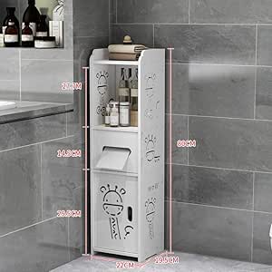 LBSX Madera Plástico Alto Gabinete de baño Estante Alto y Estrecho