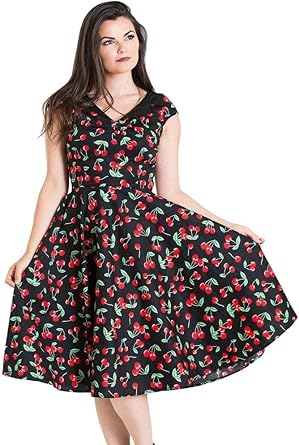 black dress with red cherries