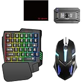 HUIOP M1 Pro Keyboard and Mouse Converter Portable Mobile Gaming Keyboard and Mouse Adapter BT5.0 Connection Support Android iOS System with 25 Keys Single Handed Keyboard, Mouse, Mobile Phone Holder,