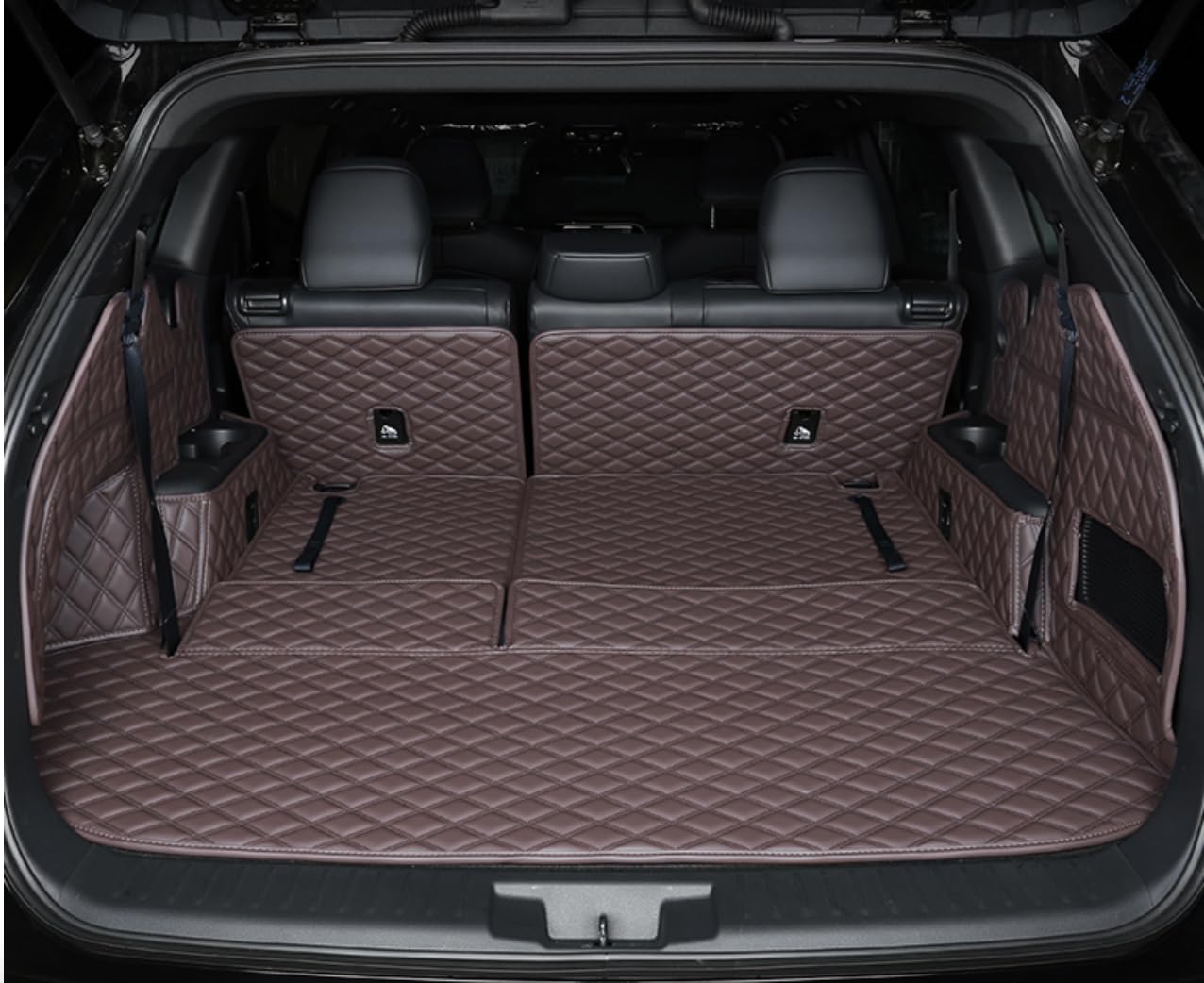 Photo 1 of DMZTZMJ Car Trunk Mat Compatible with BMW-Mercedes-Porsche-Chevy-Cadillac-Landrover-Mazda-Nissan-Peugeot-Maserati-Volkswagen Custom Cargo Liner Cargo Mat Tray(Coffee)