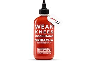 BUSHWICK KITCHEN Weak Knees Gochujang Sriracha Hot Sauce, Infused with Bold Korean Gochujang Paste & Classic Spicy Sriracha, Made in the USA, 10.5oz Squeeze Bottle