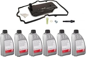 LAIPZ Transmission Service Kit: 6L Red ATF, Filter, Gasket & Pan Bolts for Mercedes (2004-2010) Select Models with 7 Speed Trans.