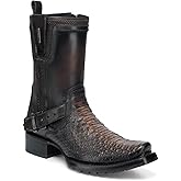 Cuadra Men's Python Leather Biker Boots Dark brown Side Zip
