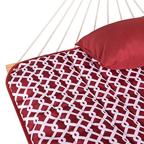 Lazy Daze Hammocks 12 Feet Steel Hammock Stand with Cotton Rope Hammock Combo,Quilted Polyester Hammock Pad, Pillow, Mag Bag and Cup Holder, Cape Cod Red