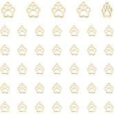 UNICRAFTALE 40pcs Real 18K Gold Plated Animal Paw Charms, Stainless Steel, 14x12x1mm, DIY Jewelry Making