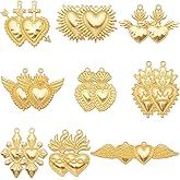 SUNNYCLUE 18Pcs Sacred Heart Charms Gothic Charms Bulk Gold Mexican Love Shape Halloween Holiday Charm for Jewelry Making Charms Women Adult DIY Necklace Bracelet Earring Gift Craft Accessories Supply
