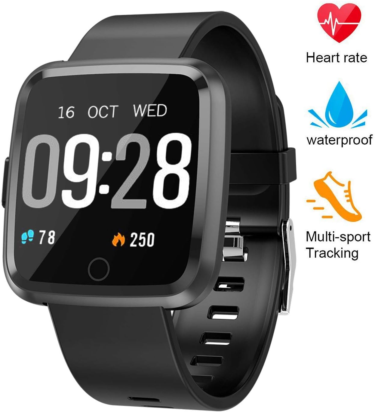 beitony Fitness Tracker HR, Smart Bracele Smart Watch Waterproof Pedometer Activity Tracker with Heart Rate Monitor, Blood Pressure Blood Oxygen Monitor Bluetooth 4.0 for iOS Android
