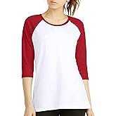 ShyCloset Women 3/4 Sleeve Baseball Tee - Raglan Shirts Jersey Tops Quarter Sleeve Shirt Tees