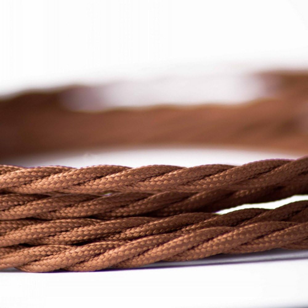 2 x 0.75mm2 Dark Brown Vintage Twisted Electrical Wire Textile Cable Vintage Lamp Cord Pendant Light Lamp Wire 1meter