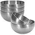 5 Pack 25 Oz Stainless Steel Bowl Set, Heat Insulated Metal Soup Bowls, Matte Finish Cereal Bowls for Rice Salad Noodle Snack