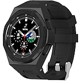 Luxury Case Designed for Samsung Galaxy Watch 4 Classic 46mm 2021, Rugged Military Protective Metal Bumper Case with Tactical Silicone Band for Men