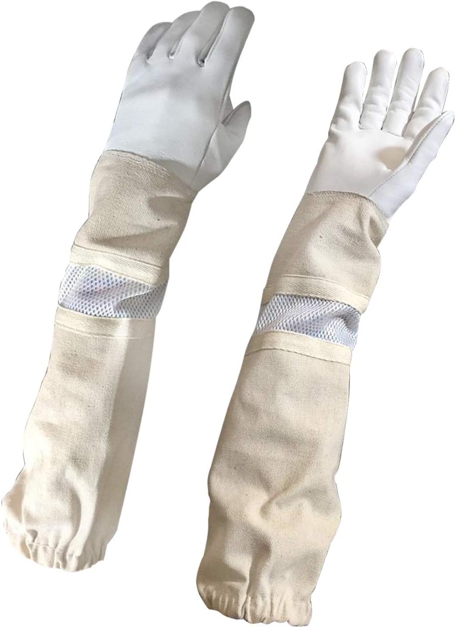 Massive Bee Stores Beekeeping Ventilated Gloves for kids Small size Kid Age 10-14 years White color ventilated only one size available (Small) (XS)