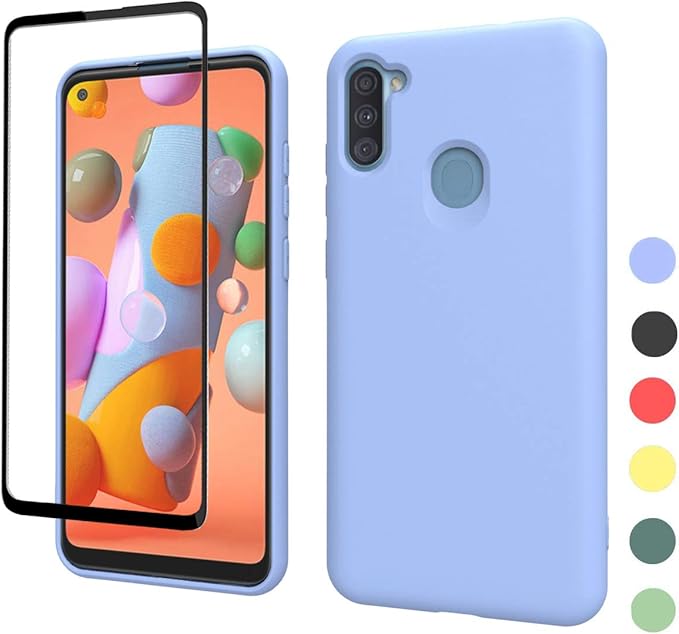 Weycolor Samsung Galaxy A11 Case, with Tempered Glass