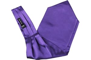 DAN SMITH Long-Self Ascot Scarves For Men Purple Plain Long-Self Cravats Silk Touch 53" Big Jungle Back To School C.C.AQ.G.008 Dark Violet