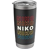 I Love Niko Personalized Retro Sunset First Name Stainless Steel Insulated Tumbler