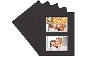 Golden State Art, Bevel Cut Mats for Two Photos, Acid-Free White Core for Photographs, Prints, Artworks - Great for Graduatio